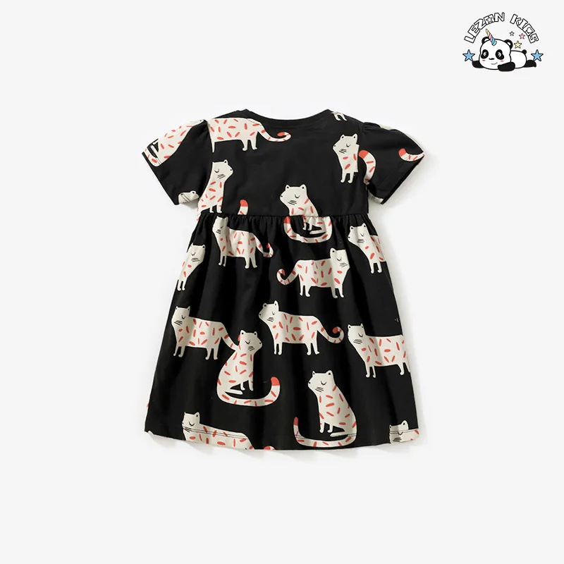 LEZONKIDS - 2024 High Quality Girls Summer Cartoon Princess Dress Cute Breathable Cotton Print Girls Dress